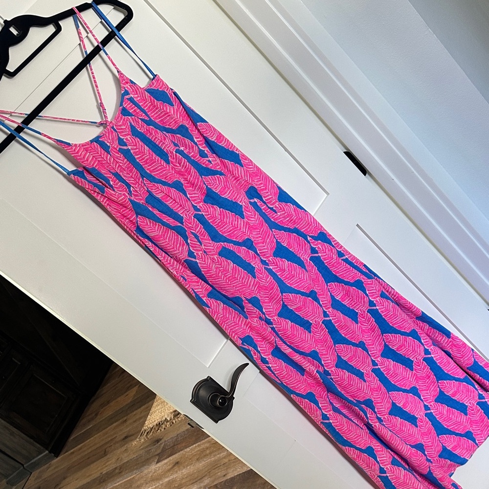Vineyard Vines Azure Blue and Pink Maxi Dress